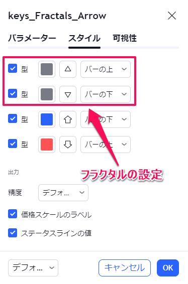 フラクタルをブレイクしたら矢印が出る