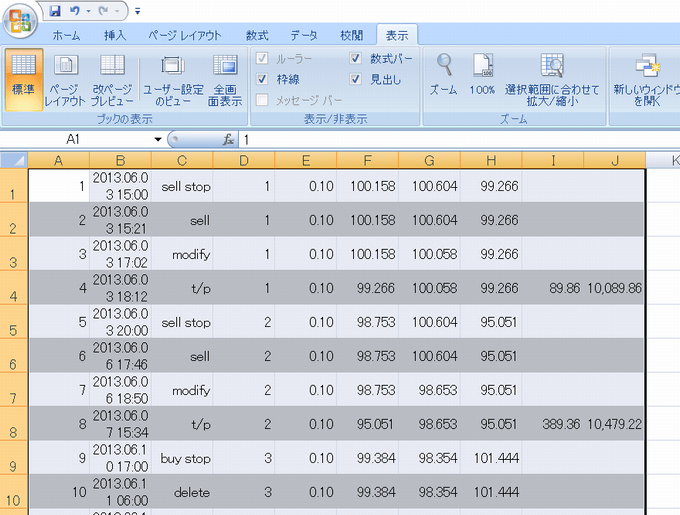 直接エクセルに貼り付ける