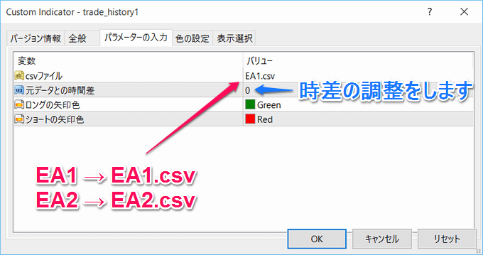 パラメーター設定