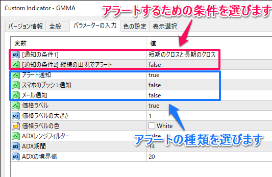 GMMAのアラートの設定