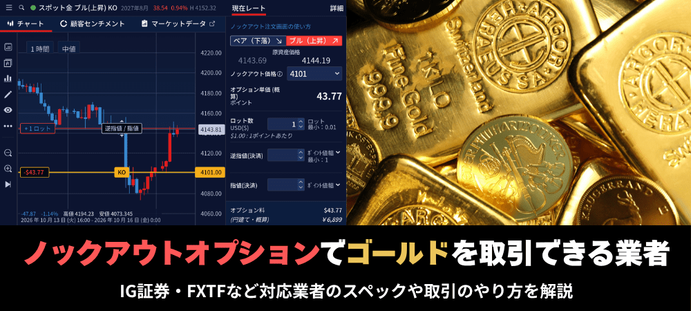 ノックアウトオプションでゴールドを取引できる国内業者は？
