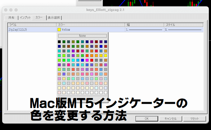 Mac版MT5インジケーターの色を変更する方法